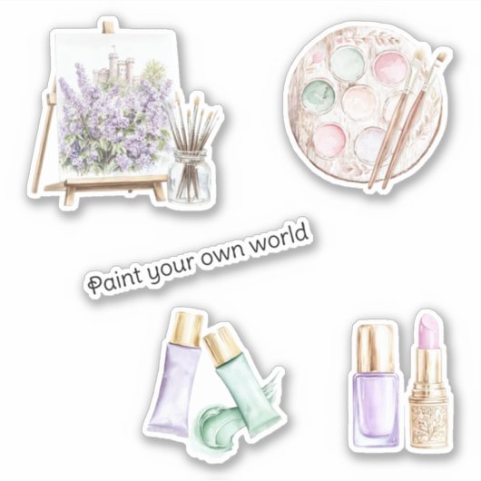 Blush Mint Schilder Je Eigen Wereld Sticker (Voorkant)
