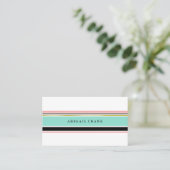 Blush & Mint Stripes Elegant Visitekaartje (Staand voorkant)