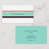 Blush & Mint Stripes Elegant Visitekaartje (Voorkant / Achterkant)