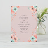 Blush Mint Wilde Bloem Bruiloft Kaart (Staand voorkant)