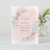 Blush Mint Winged Trouw Kaart (Staand voorkant)