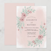 Blush Mint Winged Trouw Kaart (Voorkant / Achterkant)