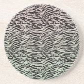Blush Mint Zwart Zebra Print Glitzy Stippen Ombre Zandsteen Onderzetter (Voorkant)
