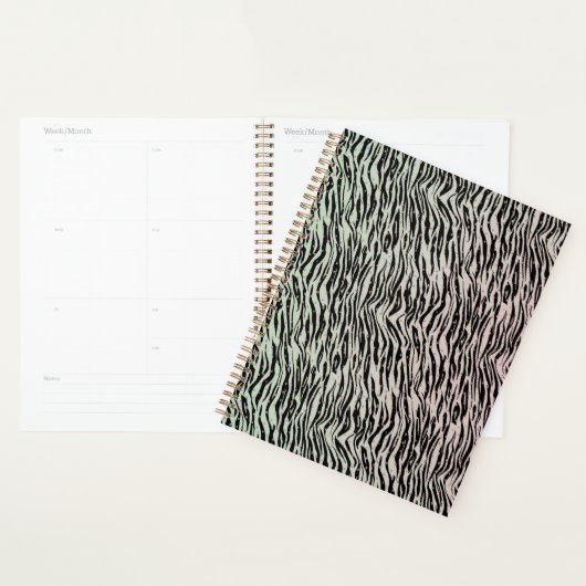 Blush Mint Zwarte Zebraprint Glanzende Stippen Omb Planner (Display)