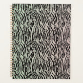 Blush Mint Zwarte Zebraprint Glanzende Stippen Omb Planner (Voorkant)