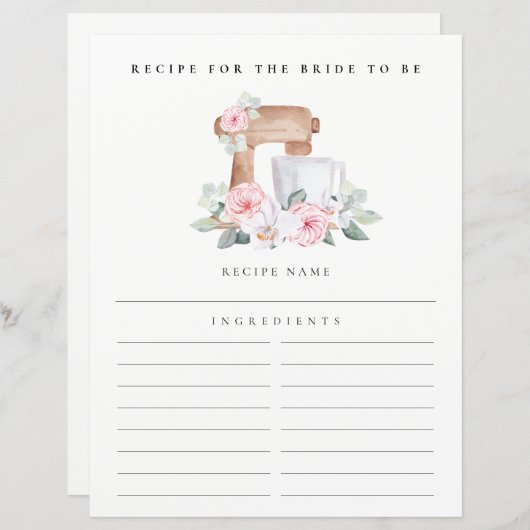 Blush Mixer Floral Recipe Request Vrijgezellenfees (Voorkant / Achterkant)