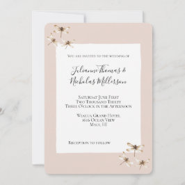 Blush Mocha Cream Dragonflies Wedding Kaart