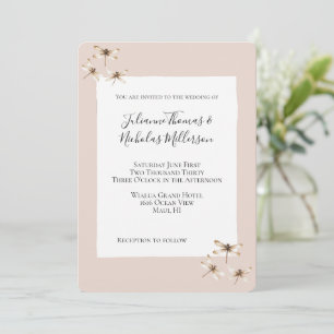 Blush Mocha Cream Dragonflies Wedding Kaart