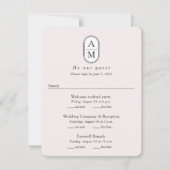 Blush Modern Arch Initialen Multi Events RSVP-kaar (Voorkant)