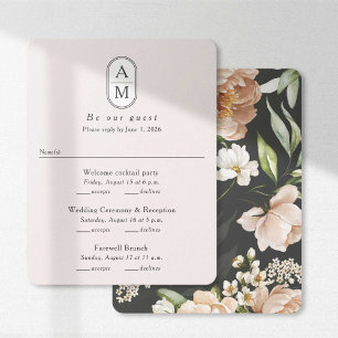 Blush Modern Arch Initialen Multi Events RSVP-kaar