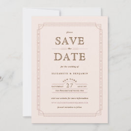 Blush Modern Art Deco Lijst Wedding Save the Date