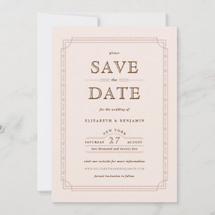 Blush Modern Art Deco Lijst Wedding Save the Date
