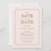 Blush Modern Art Deco Lijst Wedding Save the Date (Voorkant)