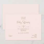 Blush Modern & eenvoudig Baby shower Kaart (Voorkant / Achterkant)