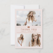 Blush Modern Eenvoudige Typografie 4 Foto Afstuder Bedankkaart (Voorkant)