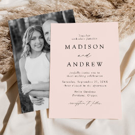 Blush Modern Elegance Photo Wedding Kaart