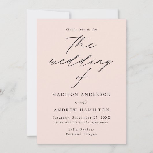 Blush Modern Elegance Wedding Kaart (Voorkant)