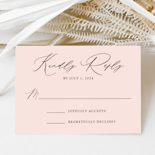 Blush Modern Elegance Wedding RSVP Kaartje