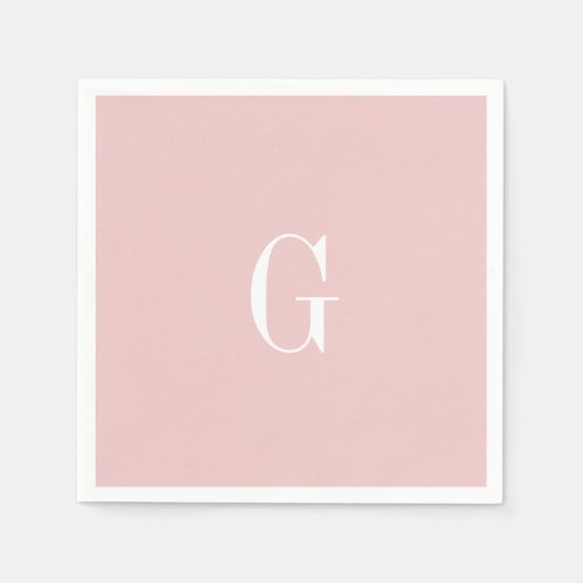 Blush Modern Elegant Monogram Weddenschap Simple N Servet (Voorkant)