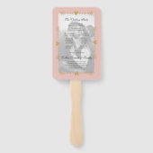 Blush Modern Foto Gouden Harten Huwelijksprogramma Handwaaier (Achterkant)