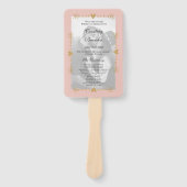 Blush Modern Foto Gouden Harten Huwelijksprogramma Handwaaier (Voorkant)