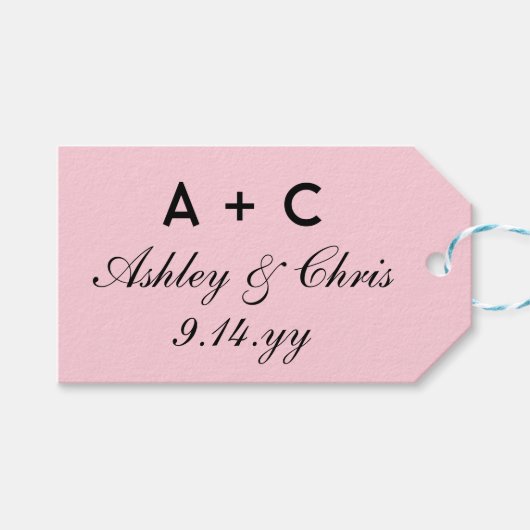 Blush Modern Gepersonaliseerde Bruiloft Receptie F Cadeaulabel (Voorkant (Horizontaal))