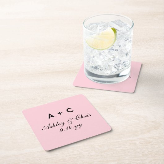 Blush Modern Gepersonaliseerde Bruiloft Receptie F Kartonnen Onderzetters (Insitu)