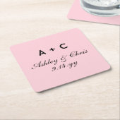 Blush Modern Gepersonaliseerde Bruiloft Receptie F Kartonnen Onderzetters (Schuin)