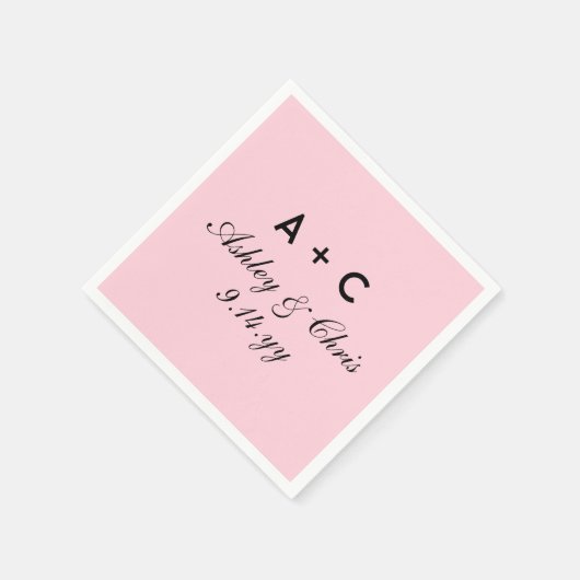 Blush Modern Gepersonaliseerde Bruiloft Receptie F Servet (Hoek)