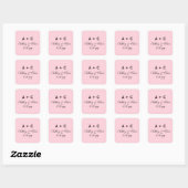 Blush Modern Gepersonaliseerde Bruiloft Receptie F Vierkante Sticker (Vel)