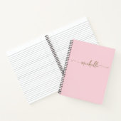 Blush Modern Girly Goud Script Monogram Naam Notitieboek (Binnen)