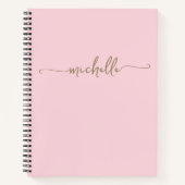 Blush Modern Girly Goud Script Monogram Naam Notitieboek (Voorkant)