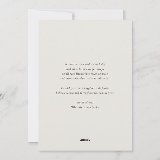 Blush Modern Glitterend Seizoensgroeten Foto Feestdagenkaart (Achterkant)