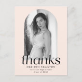 Blush Modern Minimalist Photo Afstuderen Dank u Briefkaart (Voorkant)