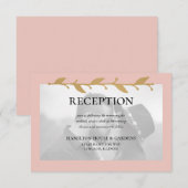 Blush Modern Photo Gold bladeren receptie Informatiekaartje (Voorkant / Achterkant)