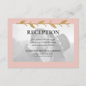 Blush Modern Photo Gold bladeren receptie Informatiekaartje (Voorkant)