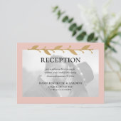 Blush Modern Photo Gold bladeren receptie Informatiekaartje (Staand voorkant)