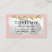 Blush Modern Photo Gold Leaves Website RSVP Informatiekaartje (Voorkant)