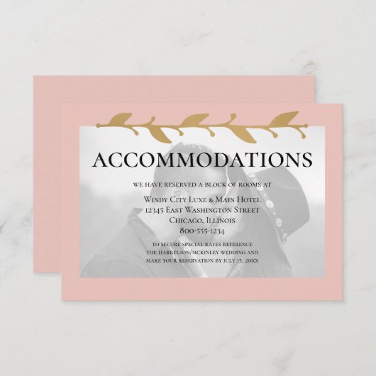 Blush Modern Photo Gold verlaat accommodaties Informatiekaartje (Voorkant / Achterkant)