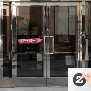 Blush Modern Roze Kwast Schrift Salon Raamsticker
