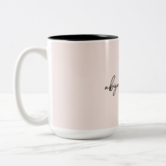 Blush Modern Script Koppel Namen Tweekleurige Koffiemok (Links)