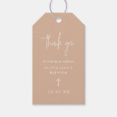 Blush Modern Script Minimalist Baptisme Hartelijk Cadeaulabel (Voorkant)
