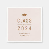 Blush Modern Typografie Klasse van 2024 Afstuderen Servet (Voorkant)