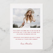 Blush Modern Typography 2 Foto Afstudeerder Dank u Folie Uitnodiging (Achterkant)