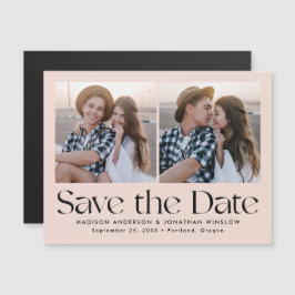 Blush Modern Vintage Lettering Foto Save the Date Magnetische Uitnodiging