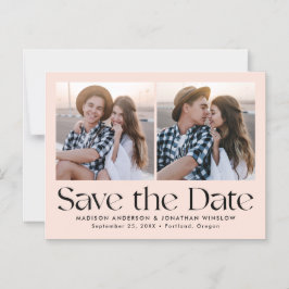 Blush Modern Vintage Lettering Foto Save the Date Magnetische Uitnodiging