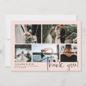Blush Modern Weddenschap Foto Collage Bedankt (Voorkant)