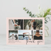 Blush Modern Weddenschap Foto Collage Bedankt (Staand voorkant)