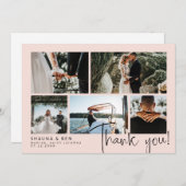 Blush Modern Weddenschap Foto Collage Bedankt (Voorkant / Achterkant)