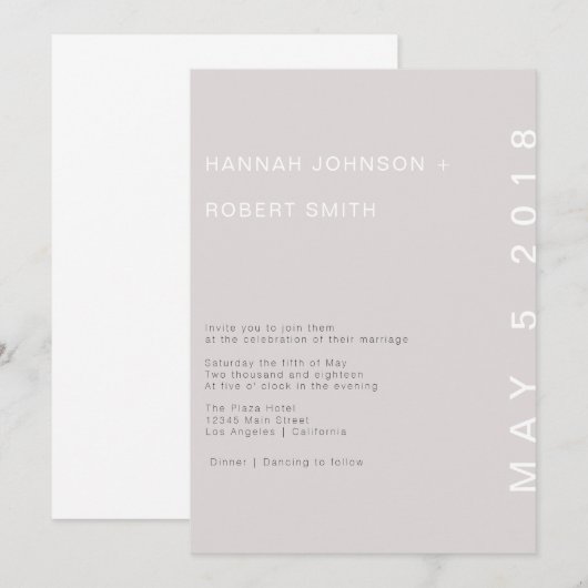 Blush Modern Wedding Invitation Kaart (Voorkant / Achterkant)